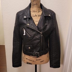 Members Only Black Faux Leather Moto Jacket